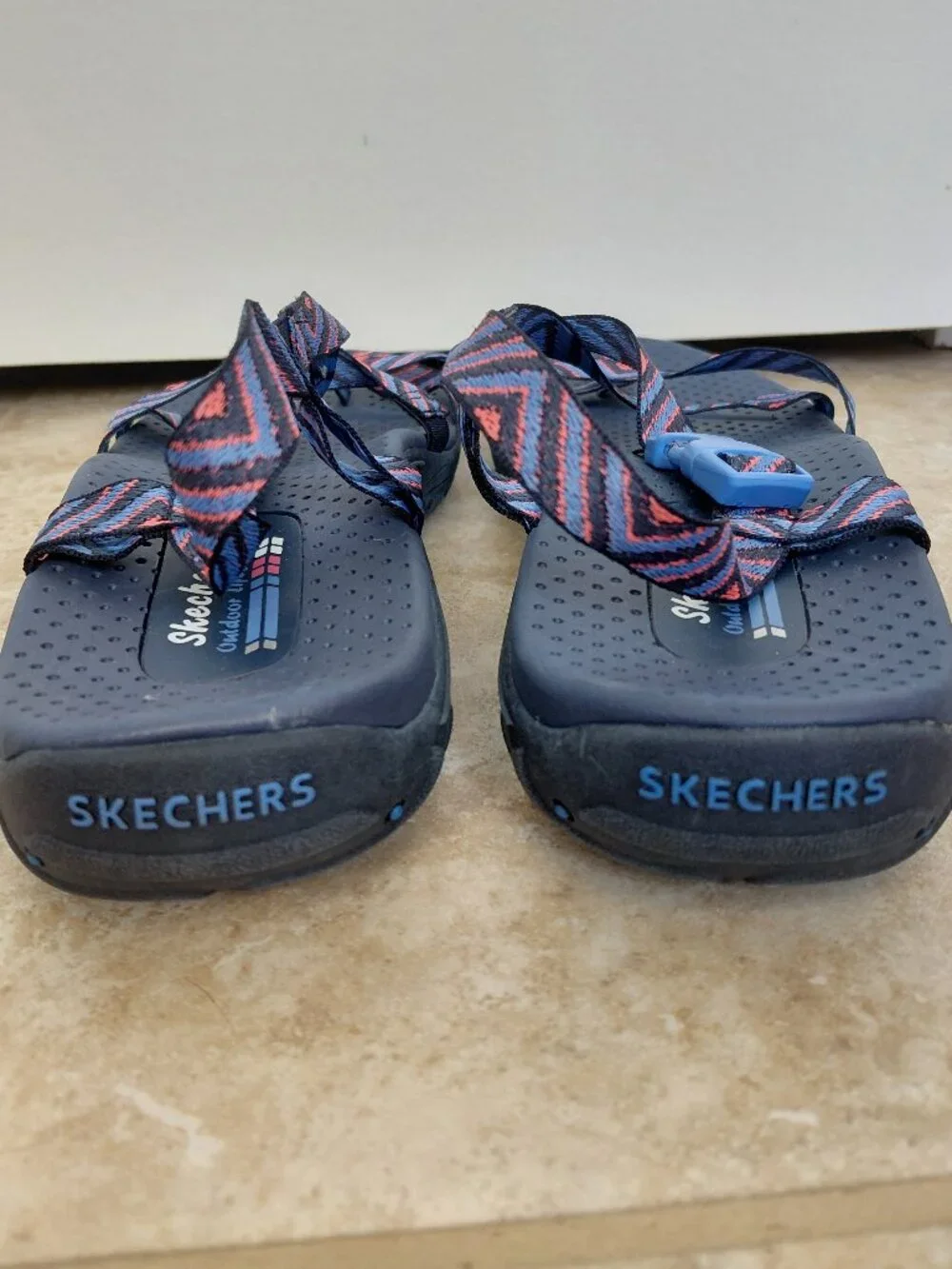 Skechers Navy Chevron Sandals